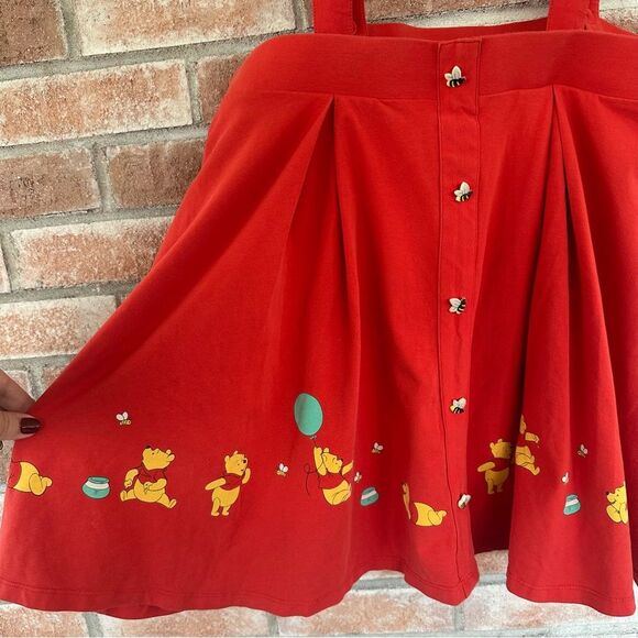 Disney Winnie Pooh Suspender Overalls Skirt Women’s Plus 1X Red - Picture 3 of 11